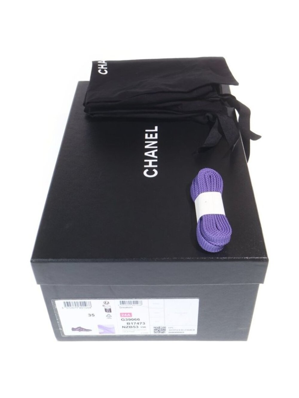 Chanel CC Logo Wool Tweed Low Cut Sneakers Purple - Picture 6 of 6